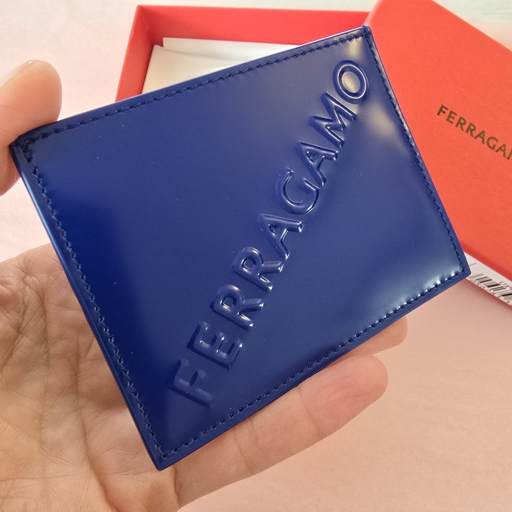 Ferragamo Leather Card Case Lapis Blue - Picture 3 of 7